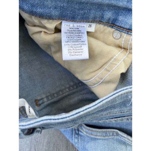 Rag & Bone Cate Faded Camo Ankle Skinny Jeans size 26 women A000323 - Picture 5 of 11
